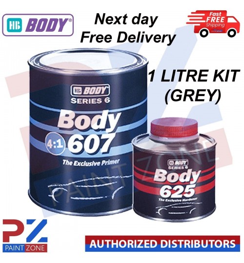 HB BODY 607 DEEP FILLING PRIMER 4:1 800ML WITH 200ML HARDENER KIT 1LTR : GREY